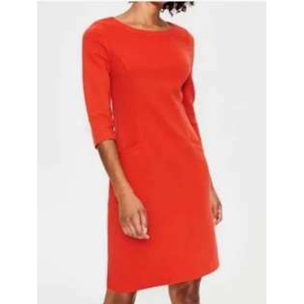 BODEN Ellen Ottoman dress women 12R orange ribbed knit sheath shift workwear